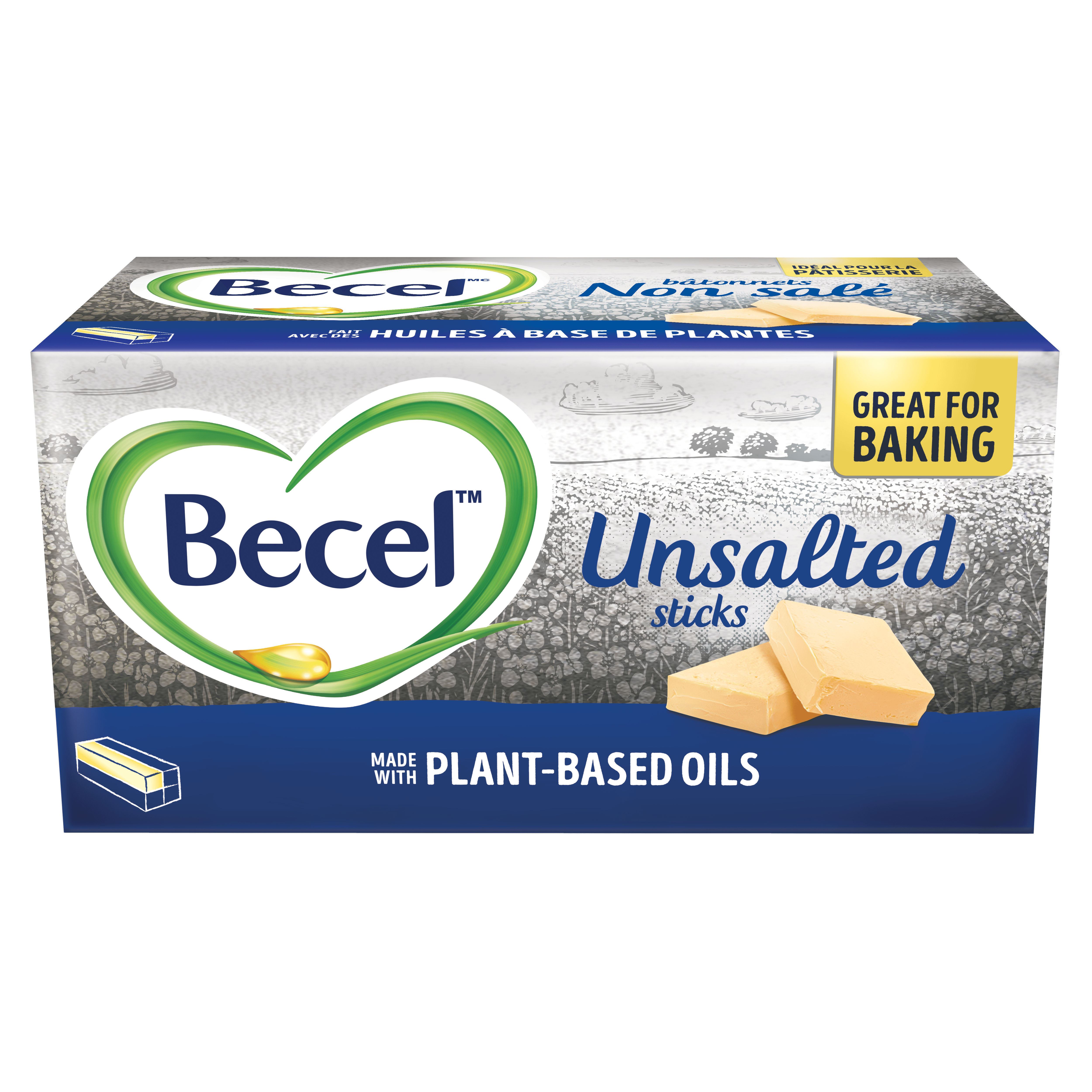 Becel Plant-Based Unsalted Sticks, Easy Baking Premeasured Sticks