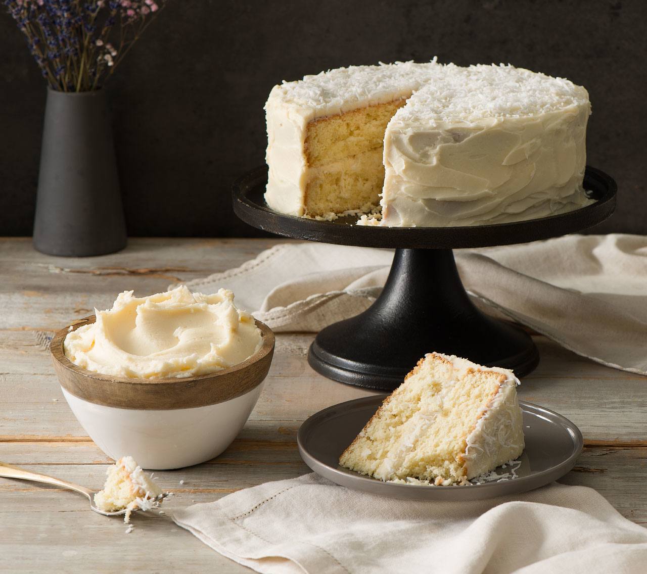 recipe image Coconut Cake with Coconut Cream Cheese Frosting